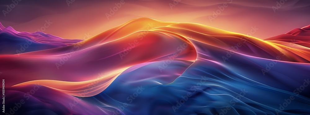 Abstract Waves of Color in a Digital Design Abstract Waves of Color in a Digital Design