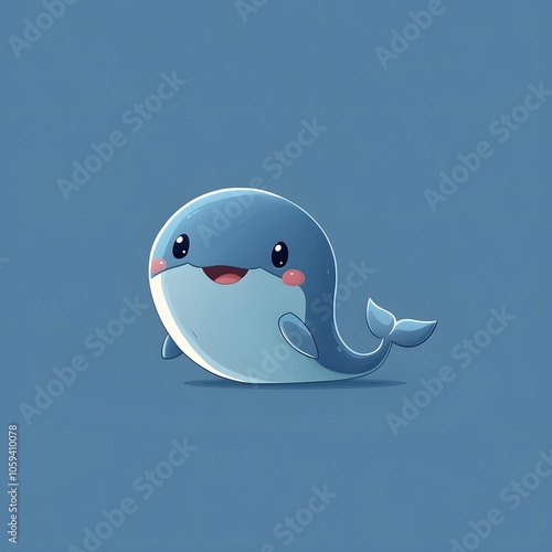 Cute Cartoon Whale with Cheerful Expression photo