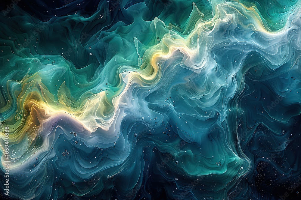 Fototapeta premium The image is a colorful, abstract representation of a wave in the ocean