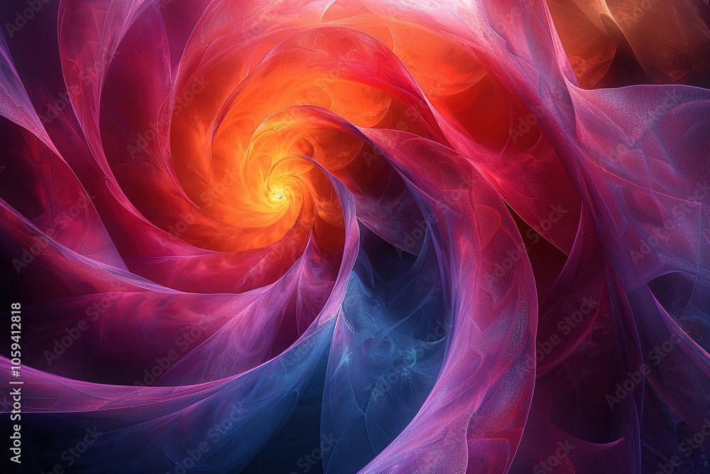 Fototapeta premium A colorful spiral with a red and orange center