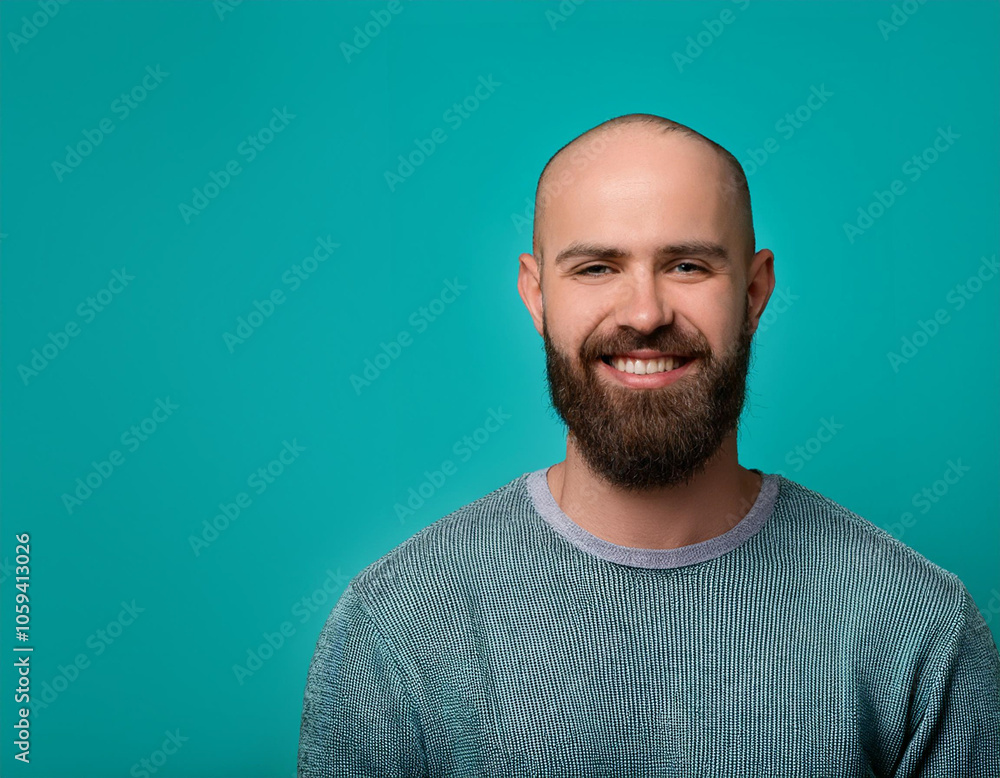 Fototapeta premium Happy Man Smiling Against Colorful Studio Background