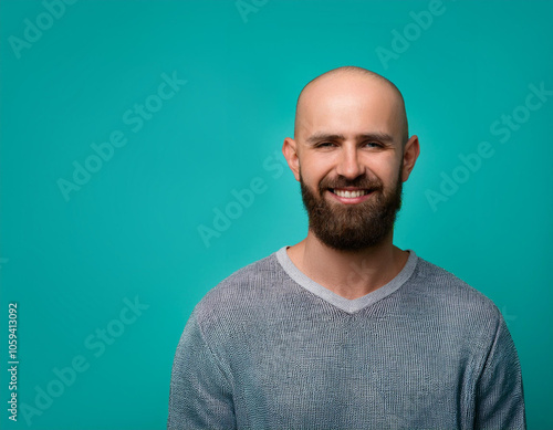 Happy Man Smiling Against Colorful Studio Background