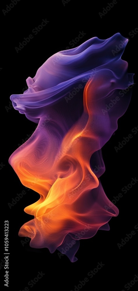 Fluid abstract art featuring vibrant purple and orange gradients for modern wallpaper design Fluid abstract art featuring vibrant purple and orange gradients for modern wallpaper design