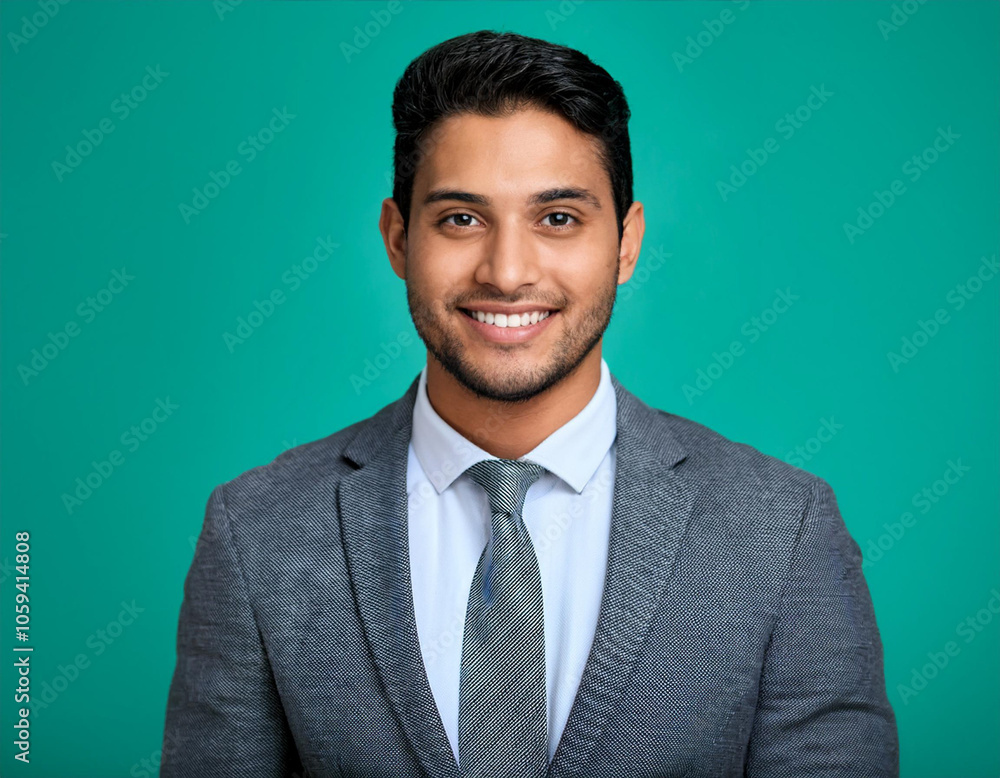 Happy Man Smiling Against Colorful Studio Background Happy Man Smiling Against Colorful Studio Background