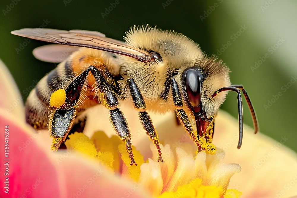 Close-up of bee collecting pollen on flower Close-up of bee collecting pollen on flower