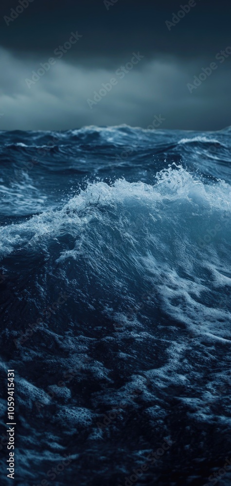 Fototapeta premium Dark blue minimalistic waves with smooth textures create a serene abstract wallpaper for phones