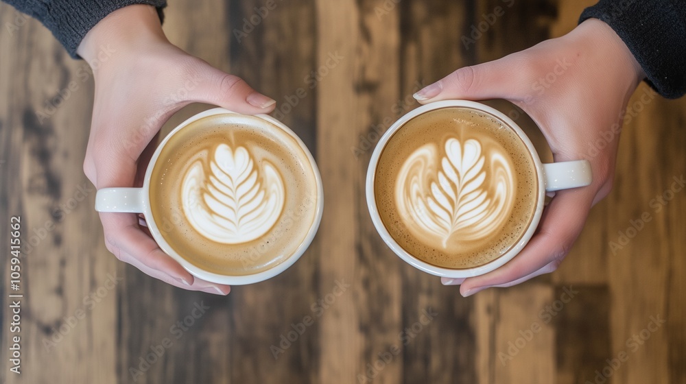 Hands Holding Coffee Cups Together Hands Holding Coffee Cups Together