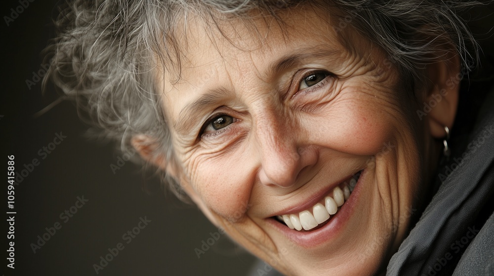 Smiling Woman with Gray Hair Portrait Smiling Woman with Gray Hair Portrait