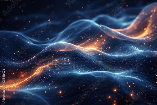 Wallpaper Mural A blue and orange wave with a lot of sparkles Torontodigital.ca