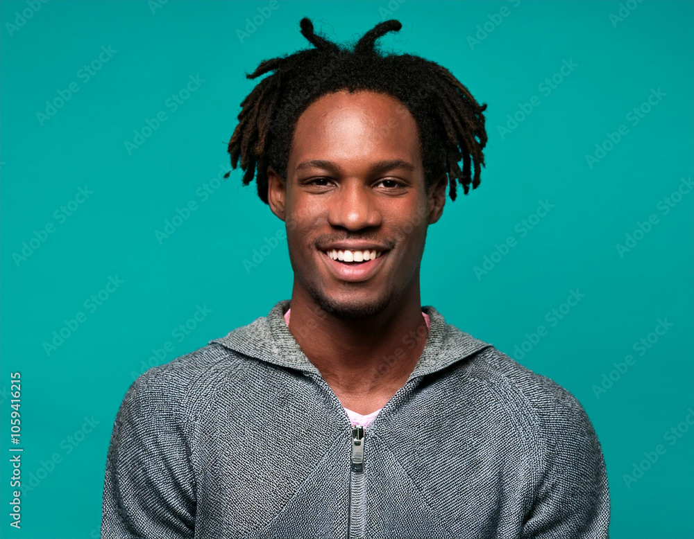 Obraz premium Happy Man Smiling Against Colorful Studio Background