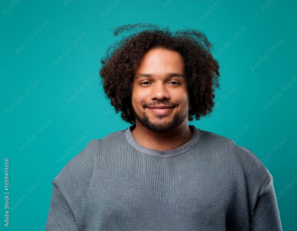 Happy Man Smiling Against Colorful Studio Background Happy Man Smiling Against Colorful Studio Background