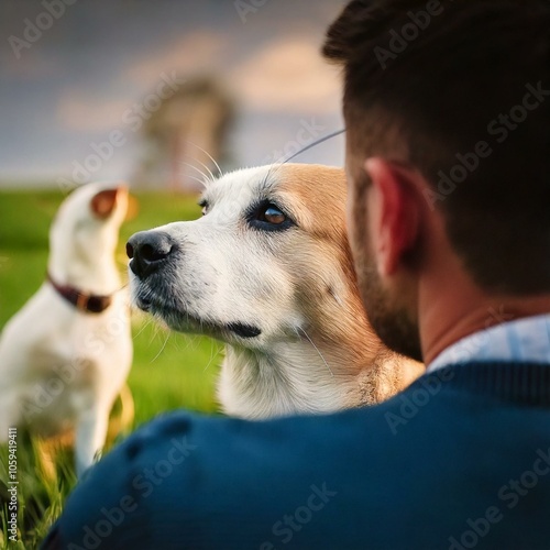 portrait of a dog and its owner enjoying eachothers company photo