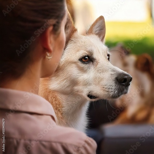 portrait of a dog and its owner enjoying eachothers company photo