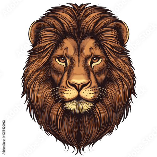 Lions head with rich fur detail transparent photo