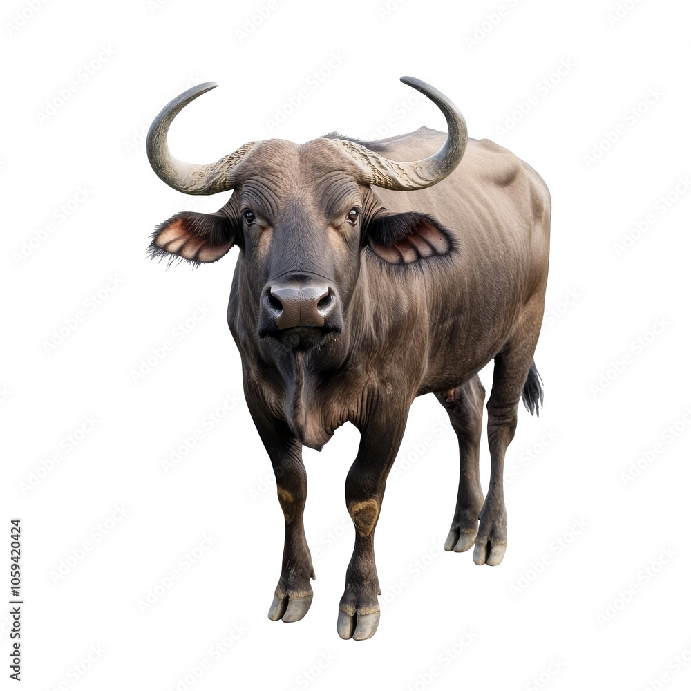 A solitary buffalo standing in a bright setting transparent A solitary buffalo standing in a bright setting transparent