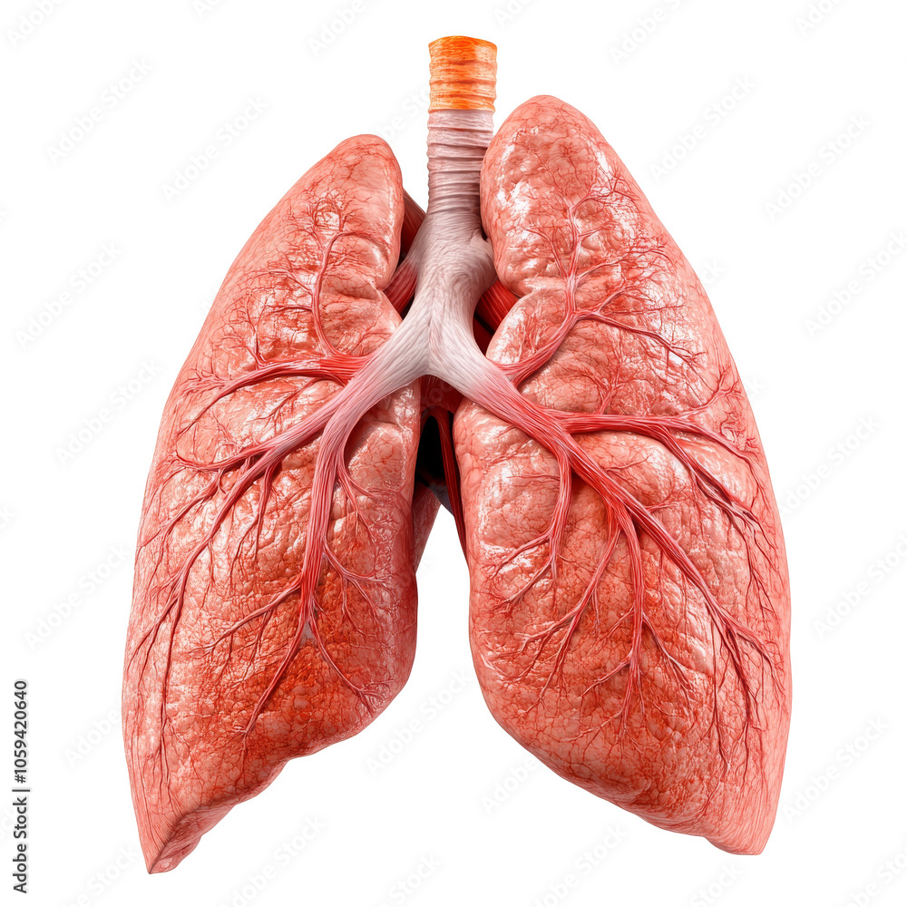 Detailed view of human lungs illustrating anatomy transparent Detailed view of human lungs illustrating anatomy transparent