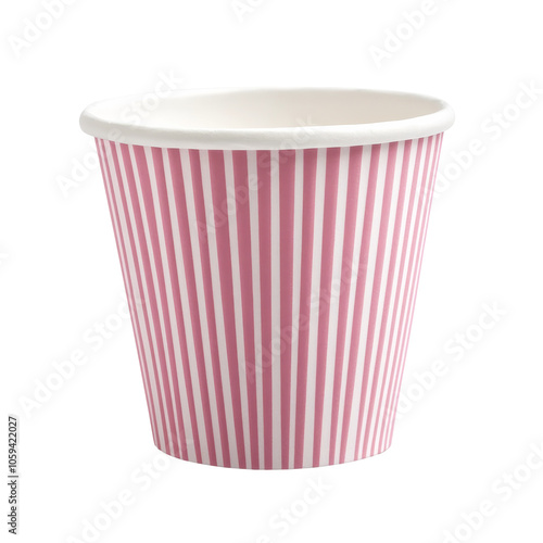 Pink striped cup for ice cream or desserts transparent photo