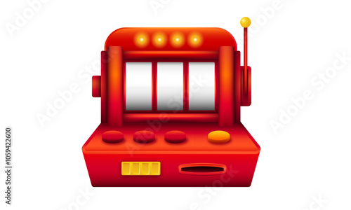 Red casino slot machine with empty slots. Lucky machine for gambling with gradient.
