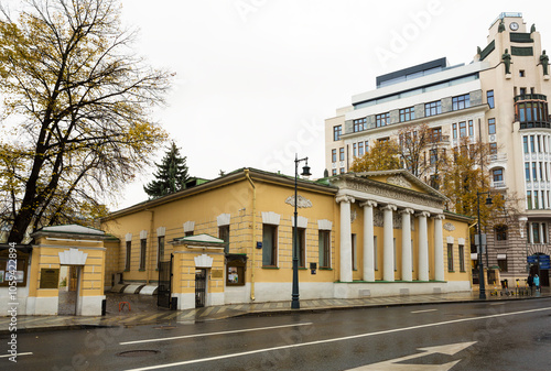 The State Museum of Leo Tolstoy in the former Lopukhin-Stanitskaya mansion, built in 1817-1822 in the Empire style by the architect Afanasy Grigoriev. Prechistenka Street, Moscow, Russia photo