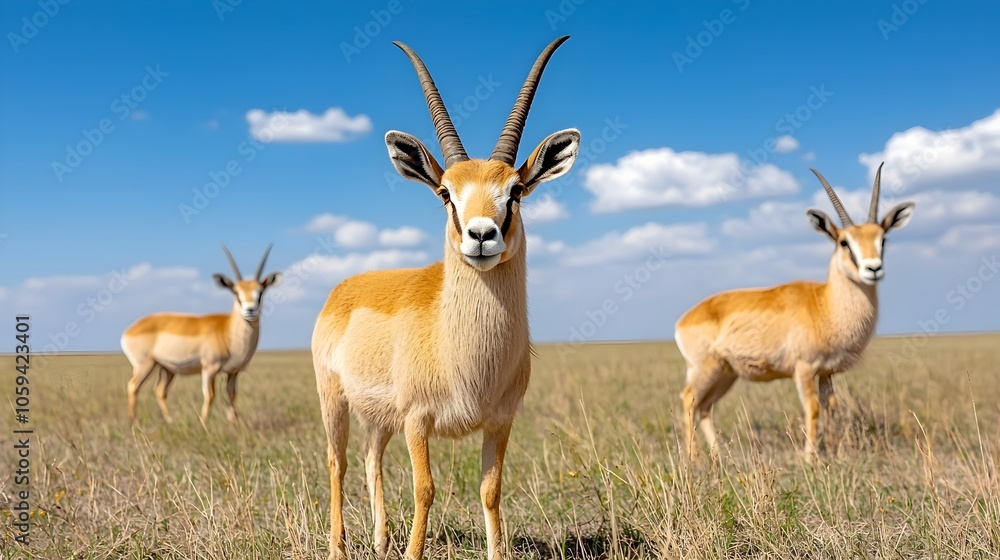 Saiga Antelopes Roaming the Central Asian Steppes an Endangered Species Needing Conservation Saiga Antelopes Roaming the Central Asian Steppes an Endangered Species Needing Conservation