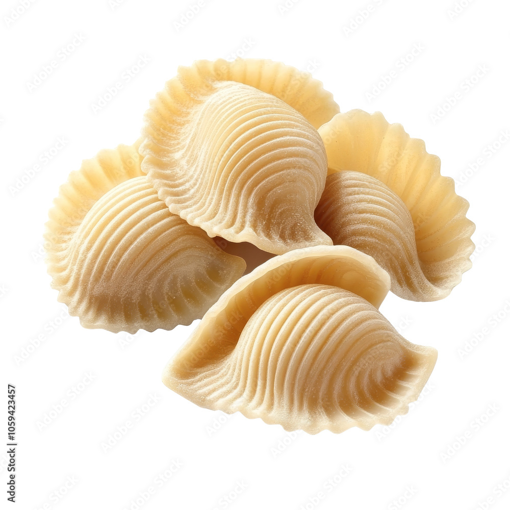 Raw pasta shells on a white surface isolated transparent Raw pasta shells on a white surface isolated transparent