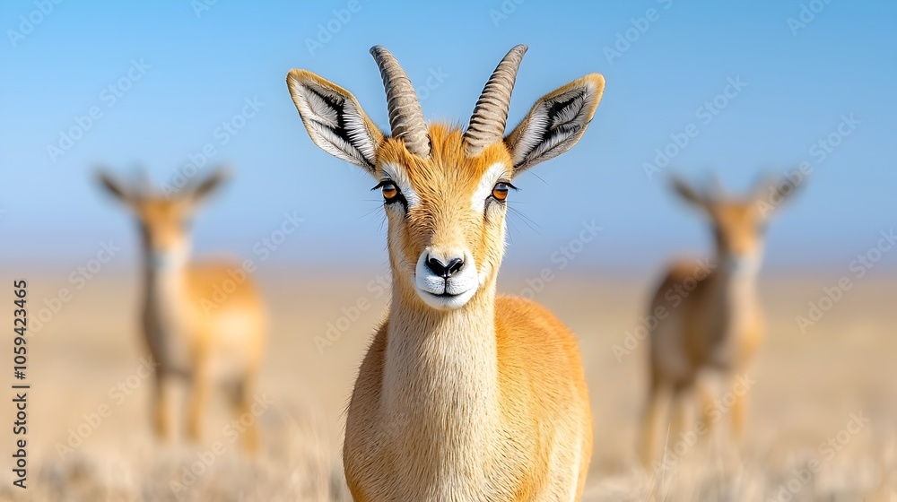 Saiga Antelopes Roaming the Central Asian Steppes an Endangered Species in Need of Conservation Saiga Antelopes Roaming the Central Asian Steppes an Endangered Species in Need of Conservation