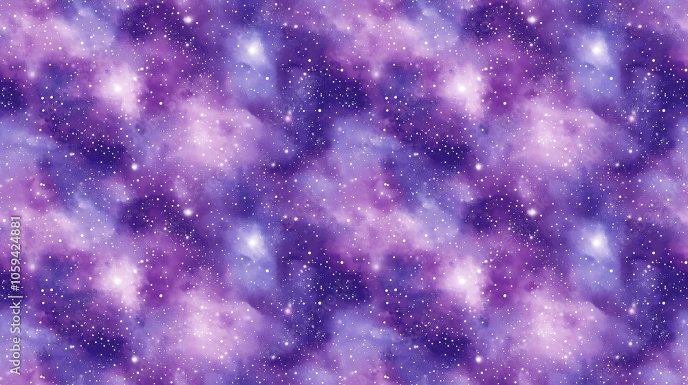 Seamless lilac and lavender pattern featuring hand drawn nebula designs ideal for versatile fabric printing and wallpaper applications Seamless lilac and lavender pattern featuring hand drawn nebula designs ideal for versatile fabric printing and wallpaper applications