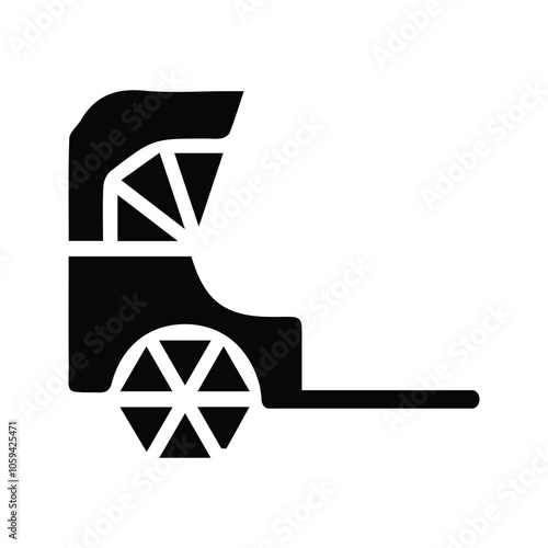 Traditional Rickshaw Icon. Illustration of a Manual Pull Cart. Customizable thin line illustration.  Editable stroke.