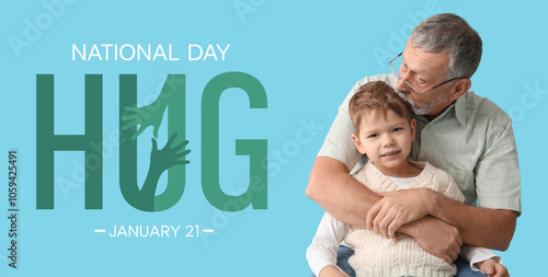 Grandfather kissing his hap...