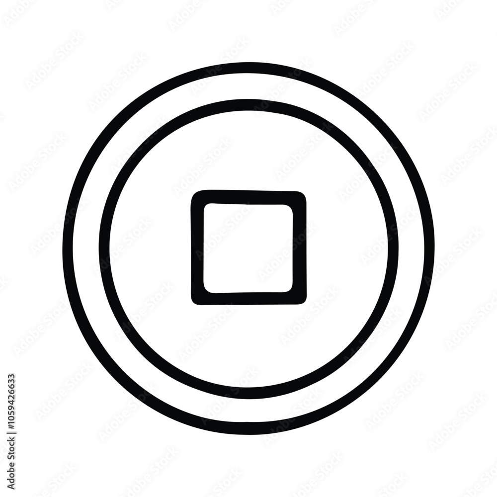 Ancient Chinese Traditional Coin Icon. Money Symbol For Business and Finance. Customizable thin line illustration. Editable stroke. Ancient Chinese Traditional Coin Icon. Money Symbol For Business and Finance. Customizable thin line illustration. Editable stroke.