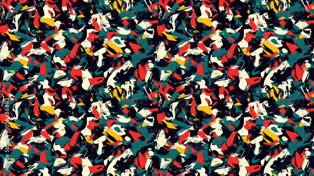 Obraz premium Seamless abstract pattern featuring chaotic and colorful designs ideal for modern textile or graphic design projects