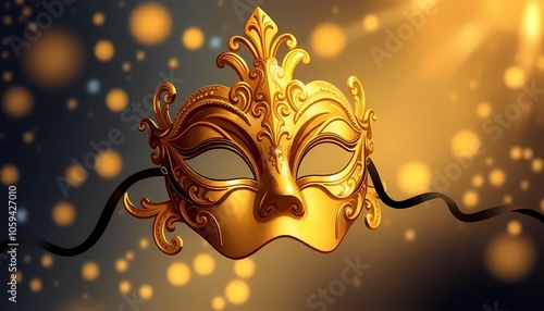 Golden Venetian Mask for Night Party