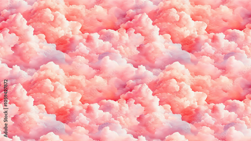 Hand drawn vibrant watercolor pattern featuring scenic light pink misty clouds ideal for travel themed designs Hand drawn vibrant watercolor pattern featuring scenic light pink misty clouds ideal for travel themed designs