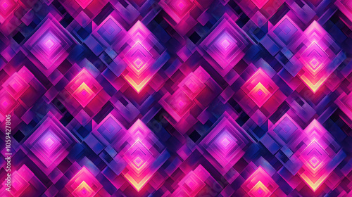 Seamless gradient fuchsia background with abstract geometric shapes and vibrant neon effects perfect for modern interior design or digital art projects photo