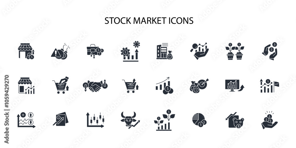 Stock market icon set.vector.Editable stroke.linear style sign for use web design,logo.Symbol illustration. Stock market icon set.vector.Editable stroke.linear style sign for use web design,logo.Symbol illustration.