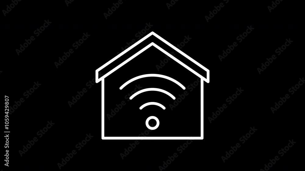 Smart house line icon. White color line icon animation. 4K video with transparent background Smart house line icon. White color line icon animation. 4K video with transparent background