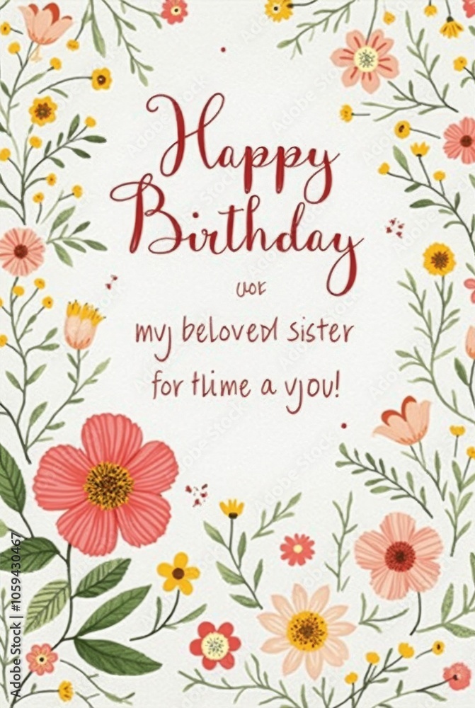 A beautiful birthday card featuring a bouquet of stylized tulips in shades of pink and red, arranged in a simple, light gray vase
A beautiful birthday card featuring a bouquet of stylized tulips in shades of pink and red, arranged in a simple, light gray vase