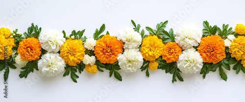 Flowers arranged in a symmetrical pattern for traditional Indian festival decoration photo