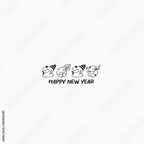 Happy new year 2025 logo design