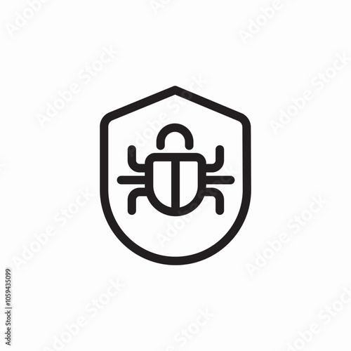 bug protection shield antivirus virus icon sign vector