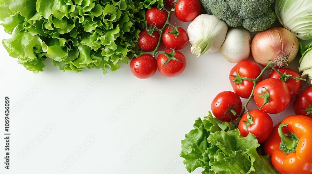 Fresh organic vegetables on white background with space for text. Fresh organic vegetables on white background with space for text.