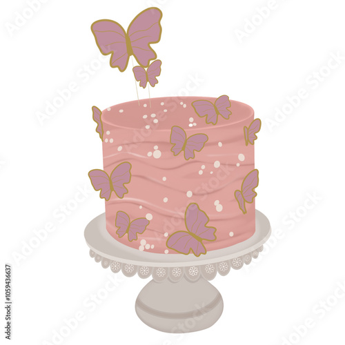cake with pink ribbon
