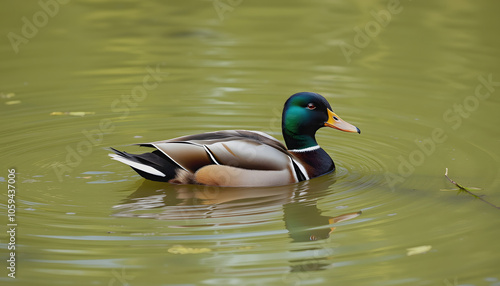 Maccoa Duck Swimming in Pond isolated with white shades, png photo