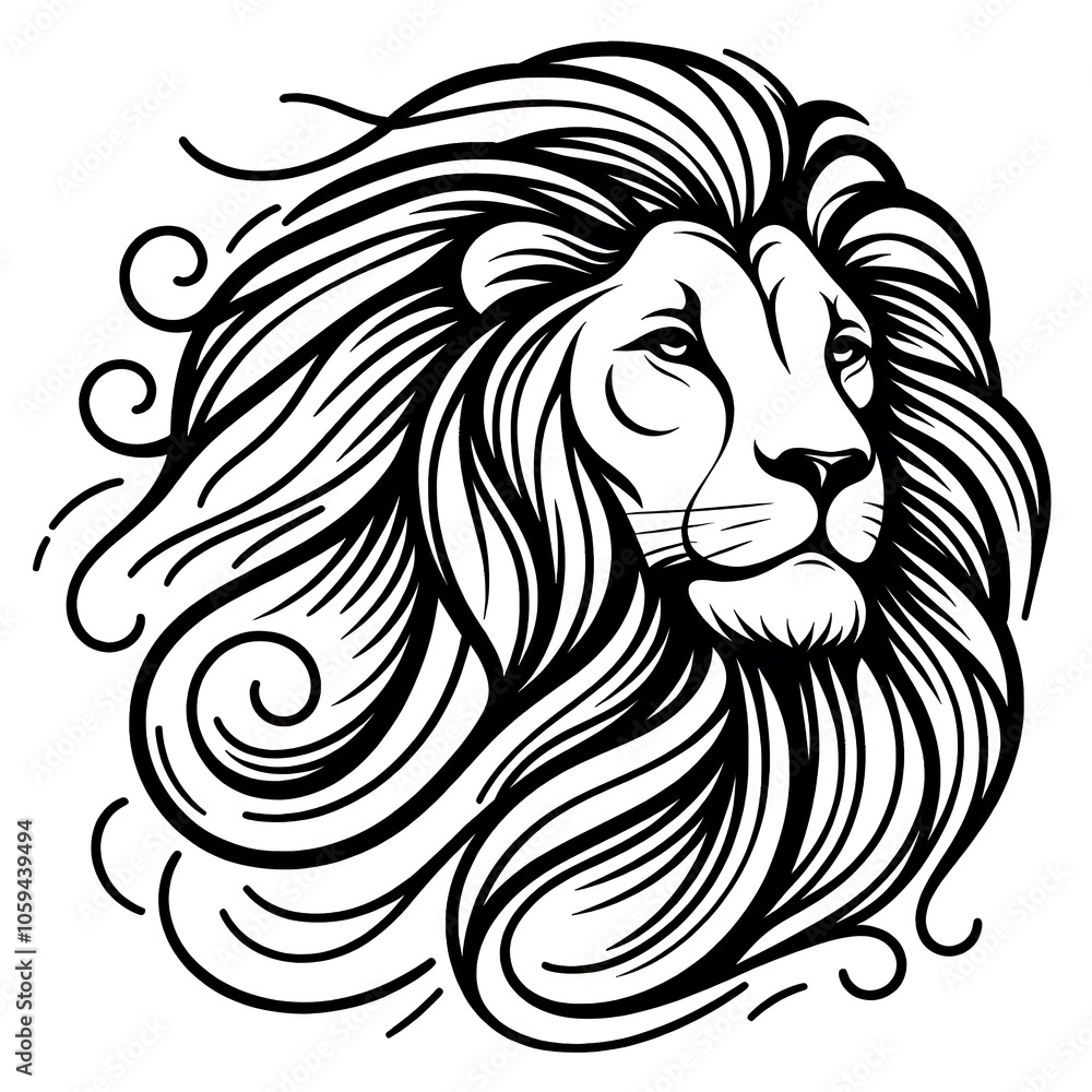 Fototapeta premium Line Art Lion Head