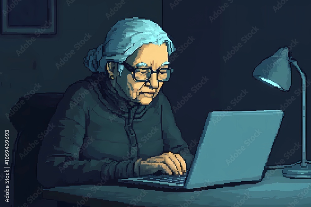Seniors working on laptops, enjoying the benefits of technology, browsing the internet, and connecting with loved ones in a comfortable and friendly environment Seniors working on laptops, enjoying the benefits of technology, browsing the internet, and connecting with loved ones in a comfortable and friendly environment