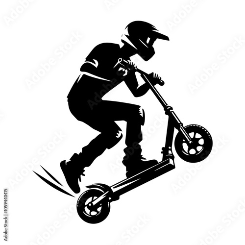 Stunt Scooter silhouette vector Kick scooter silhouette illustration Scooter Vector icon