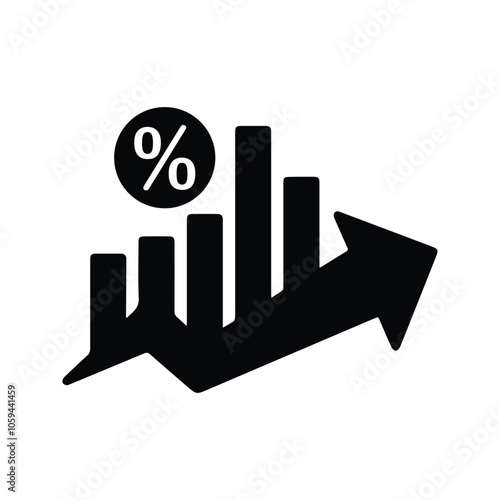 Percentage Icon. Percentage Up Arrow. Percentage Up Chart. Percentage Increase Chart. Customizable thin line illustration.  Editable stroke.