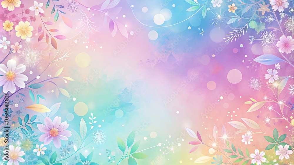 Colorful anime-inspired background with a gradient of pastel colors and subtle floral patterns, pastel colors, colorful background, magical world, anime wallpaper, artistic image Colorful anime-inspired background with a gradient of pastel colors and subtle floral patterns, pastel colors, colorful background, magical world, anime wallpaper, artistic image