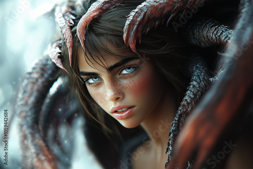 Beautiful monster girl with tentacles.. photo