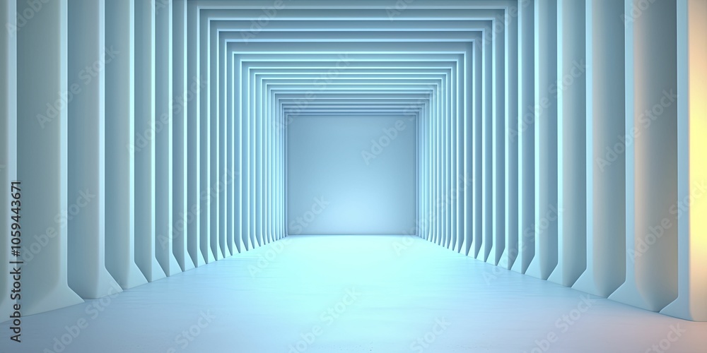 Fototapeta premium Echo chamber, layered sound reflections in a geometric structure, minimalist design